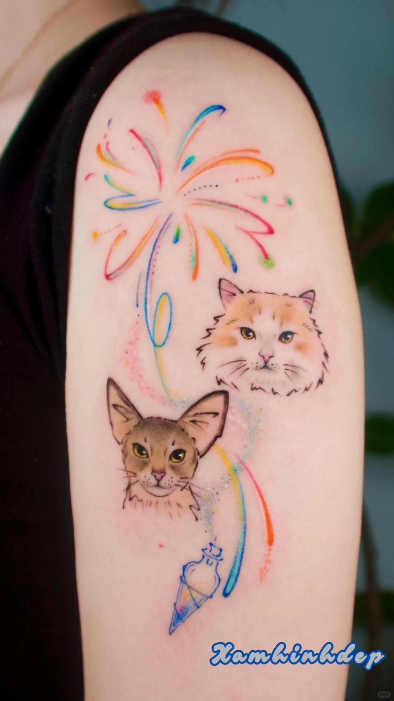 mẫu hình xăm con mèo.