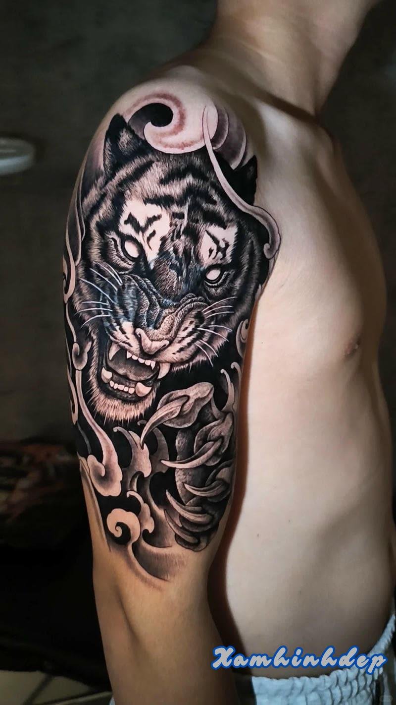 mẫu hình xăm hổ nghệ thuật.