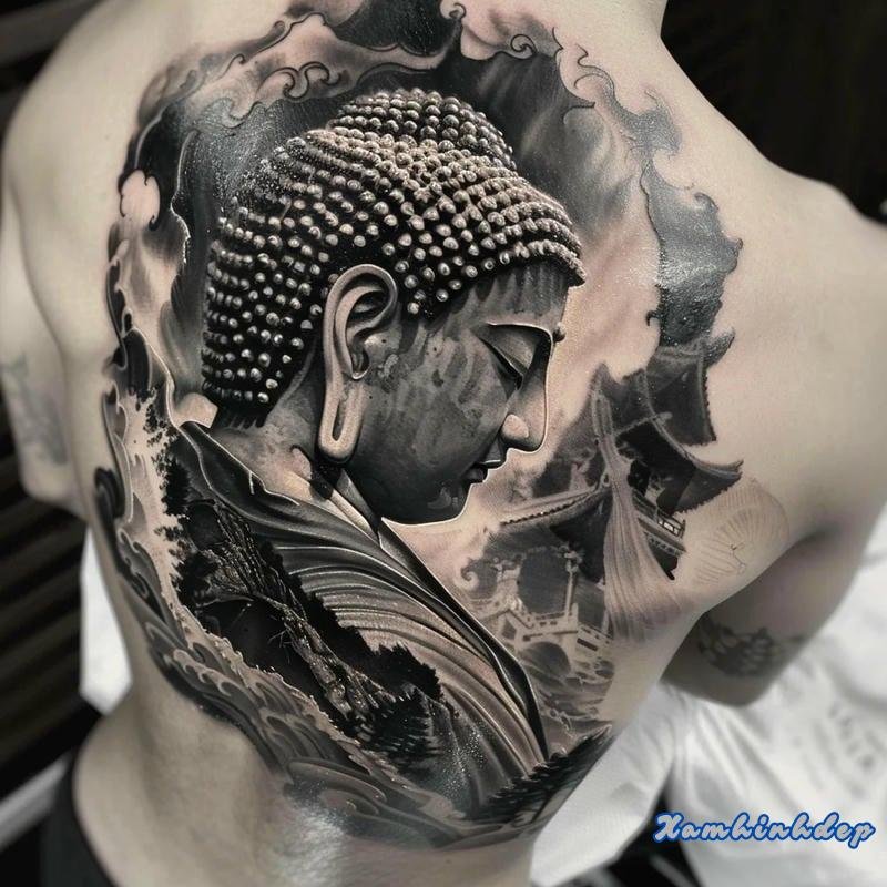 mẫu hình xăm phật tinh xảo.