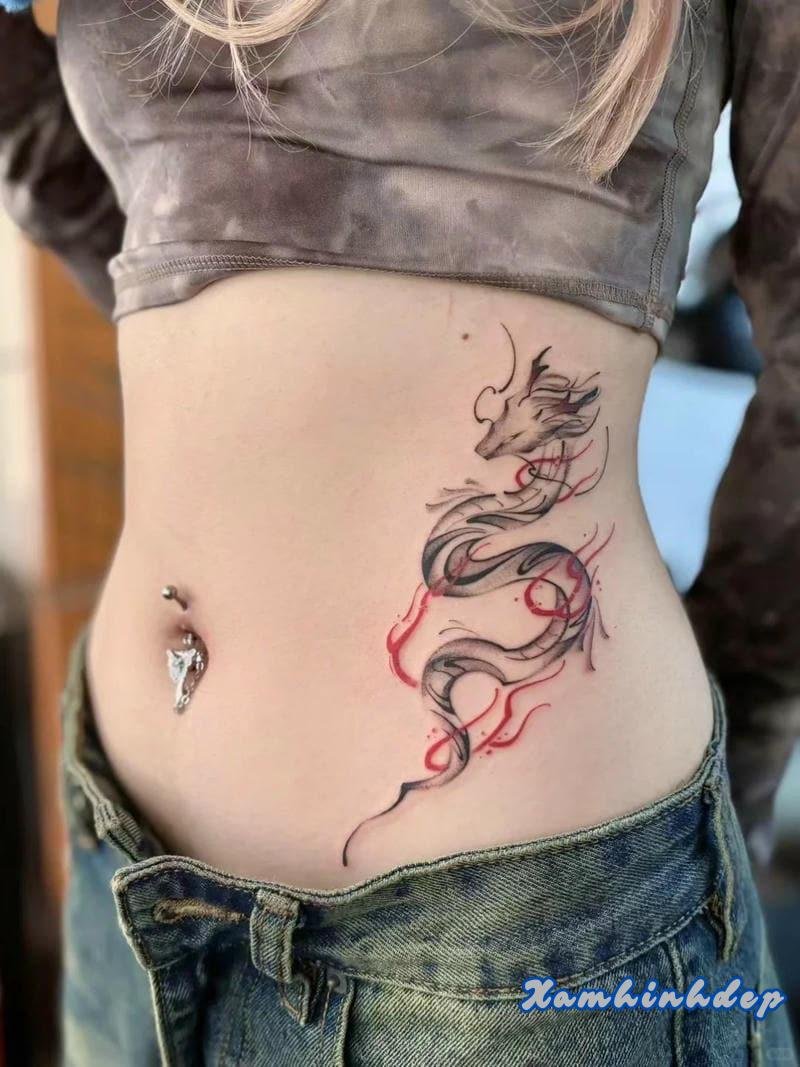 mẫu hình xăm rồng cho nữ ý nghĩa.