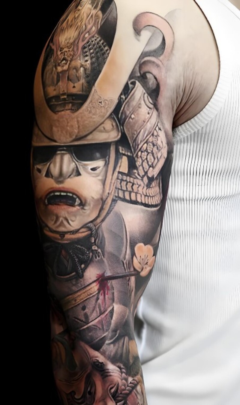mẫu hình xăm samurai nhật cổ cho nam