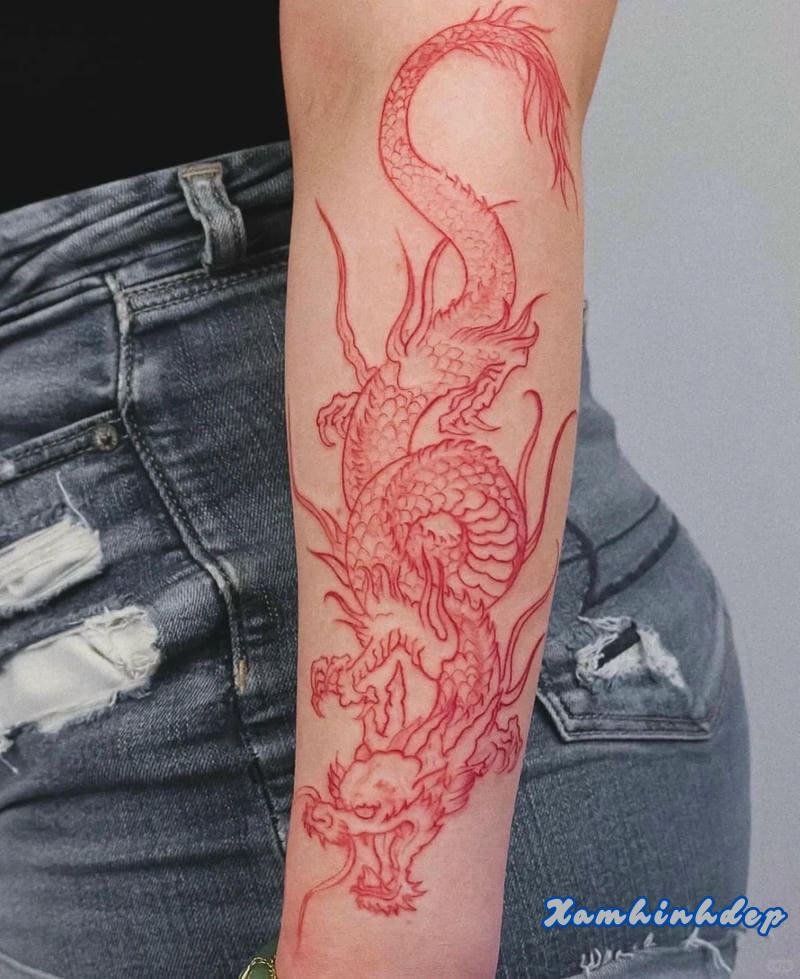 mẫu tattoo rồng cho nữ nghệ thuật.