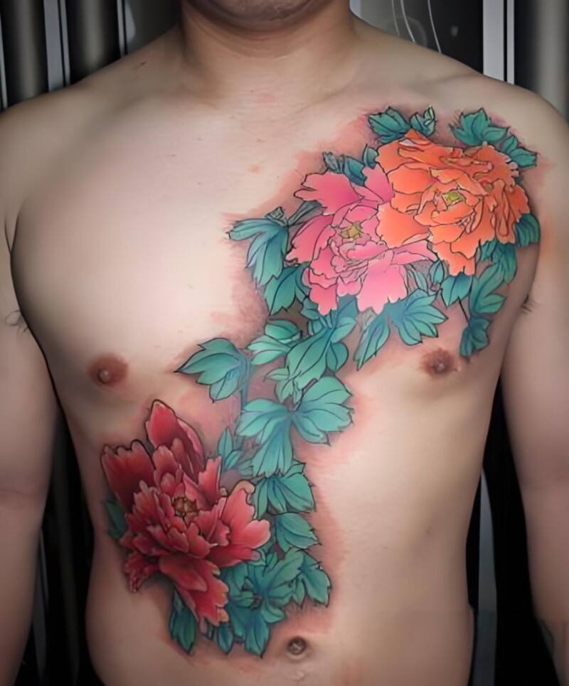 mẫu xăm hoa mẫu đơn cho nam