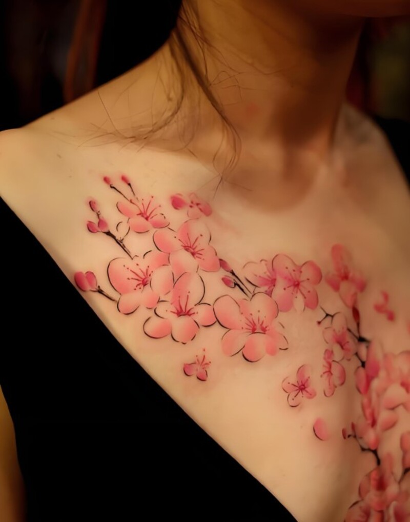 mẫu xăm ngực cho nữ