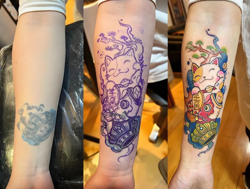 những mẫu hình xăm mèo thần tài cho nam