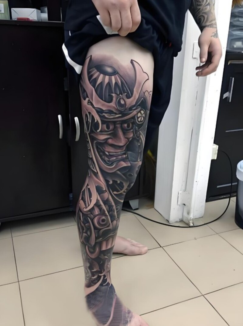 samurai hình xăm cho nam full chân