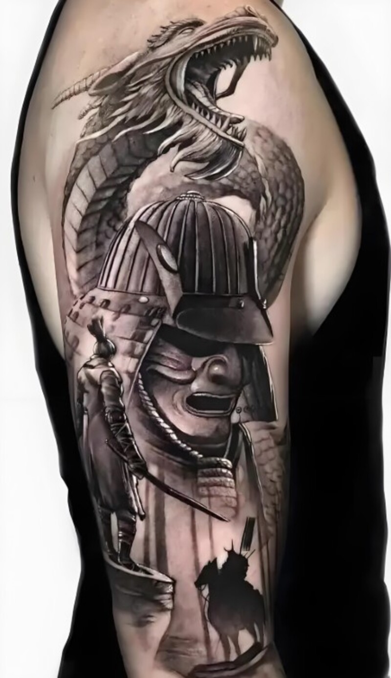 samurai hình xăm full cánh tay cho nam