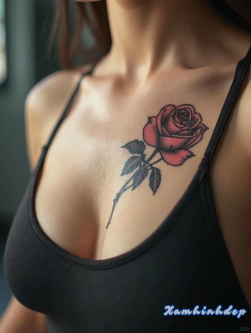 tattoo ngực nữ kiểu dáng tinh xảo.