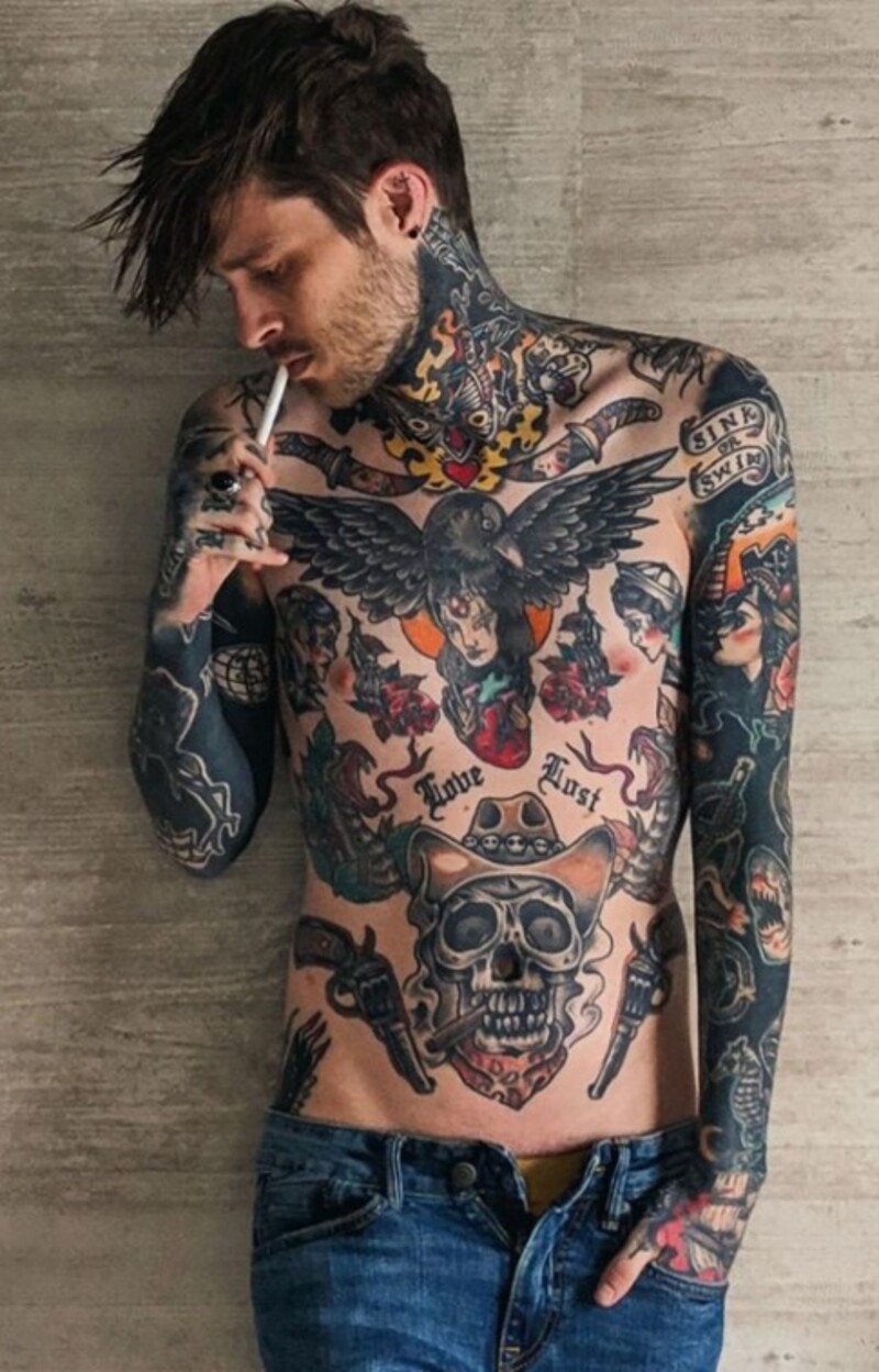 tattoo old school cho nam