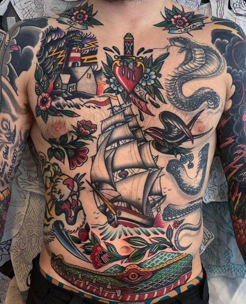 tattoo old school đẹp cho nam