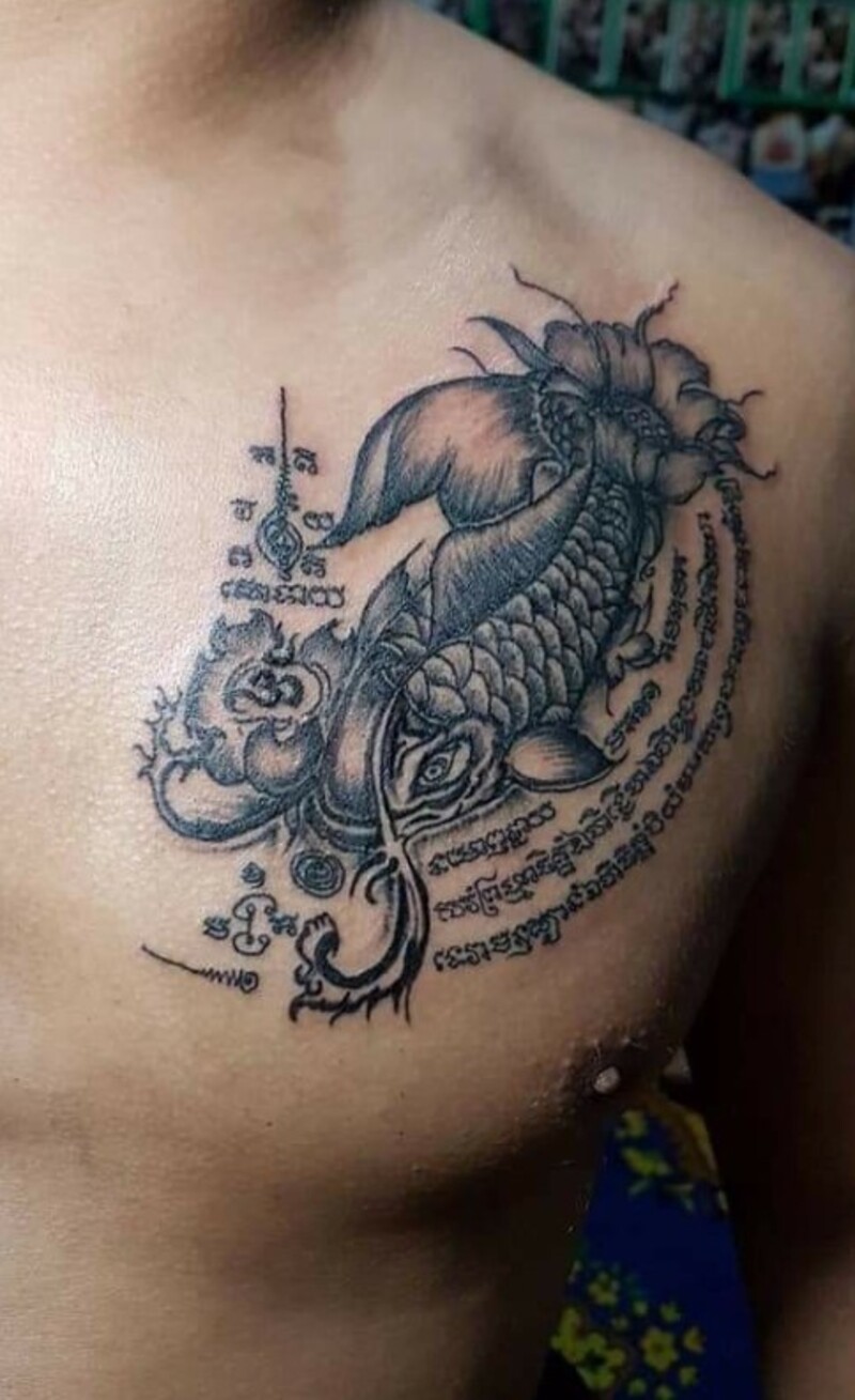 xăm hình khmer ở ngực cho nam