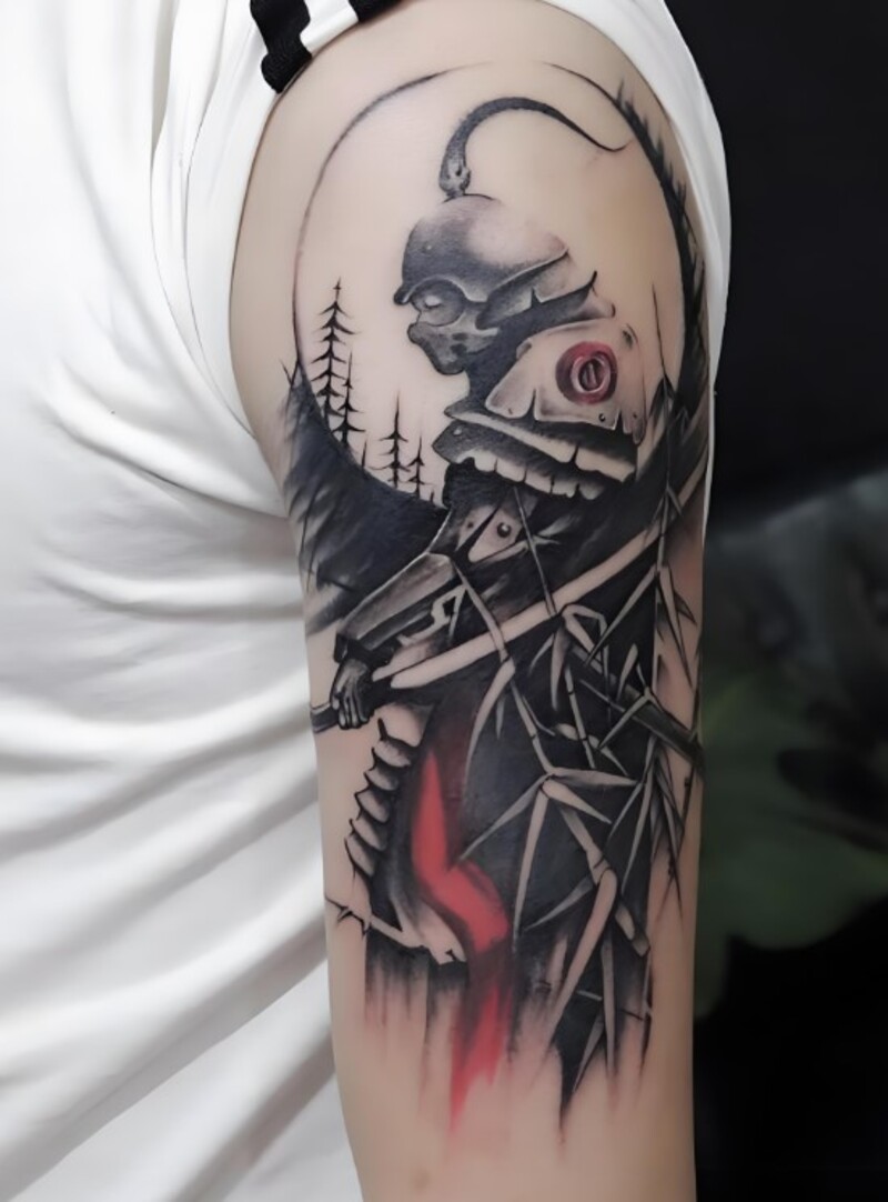 xăm samurai sắc nét cho nam