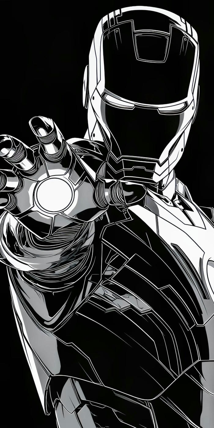 hình nền iron man den trắng