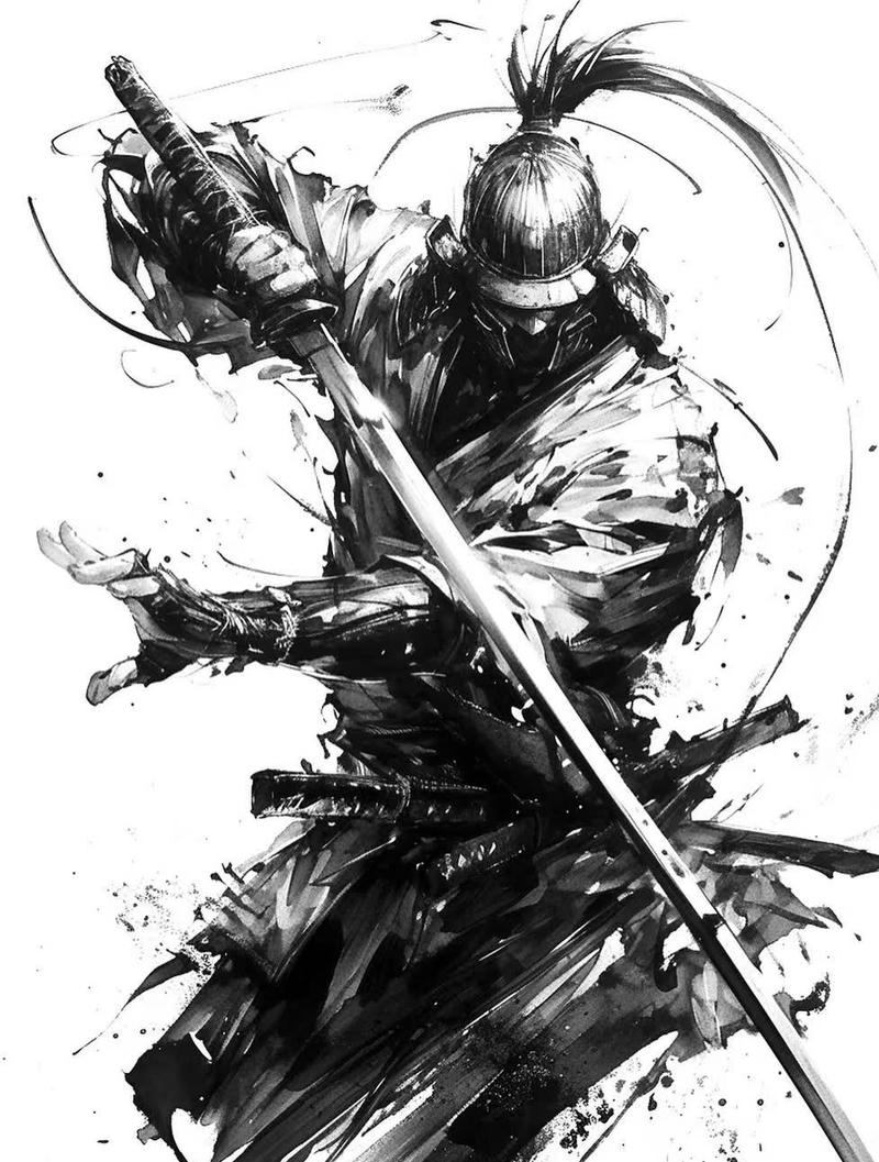 hình nền samurai đen trắng