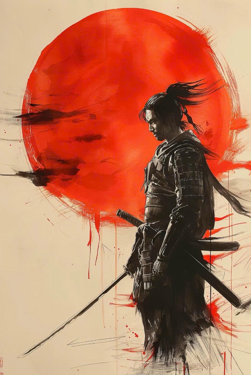 hình nền samurai dưới trăng