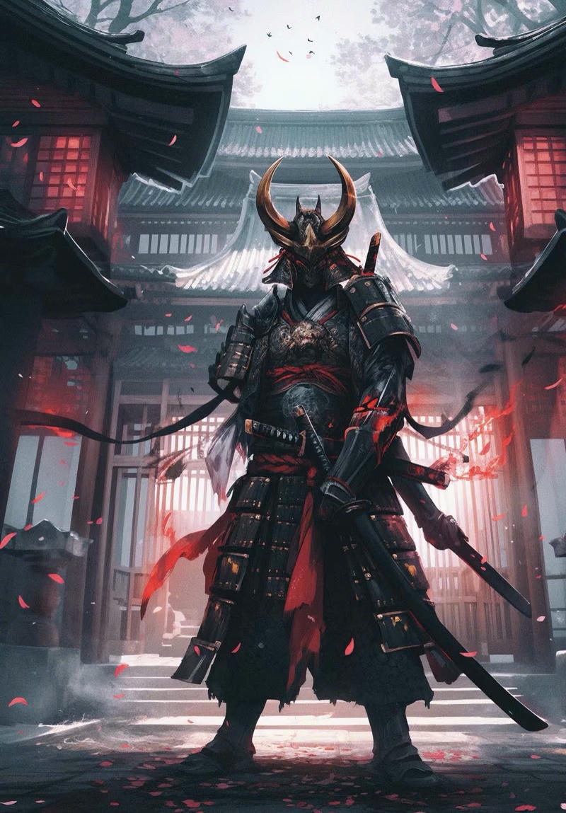 hình nền samurai mặt quỷ 3d