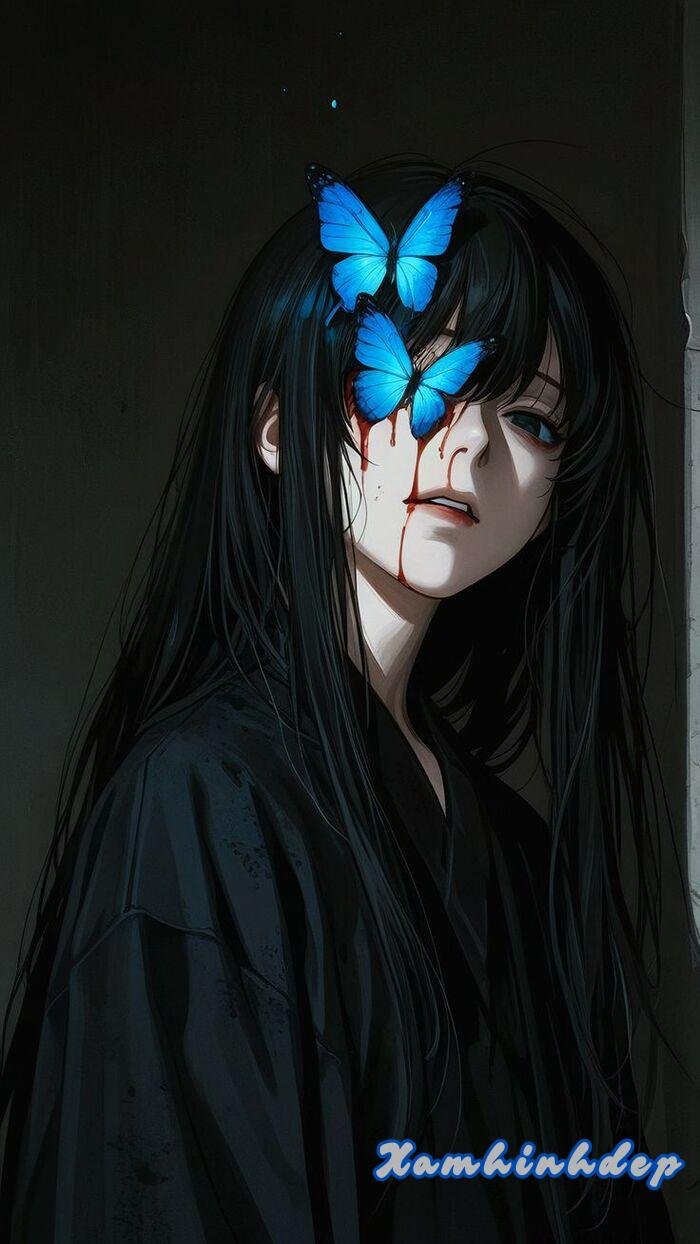 ảnh nền đen đẹp anime nữ