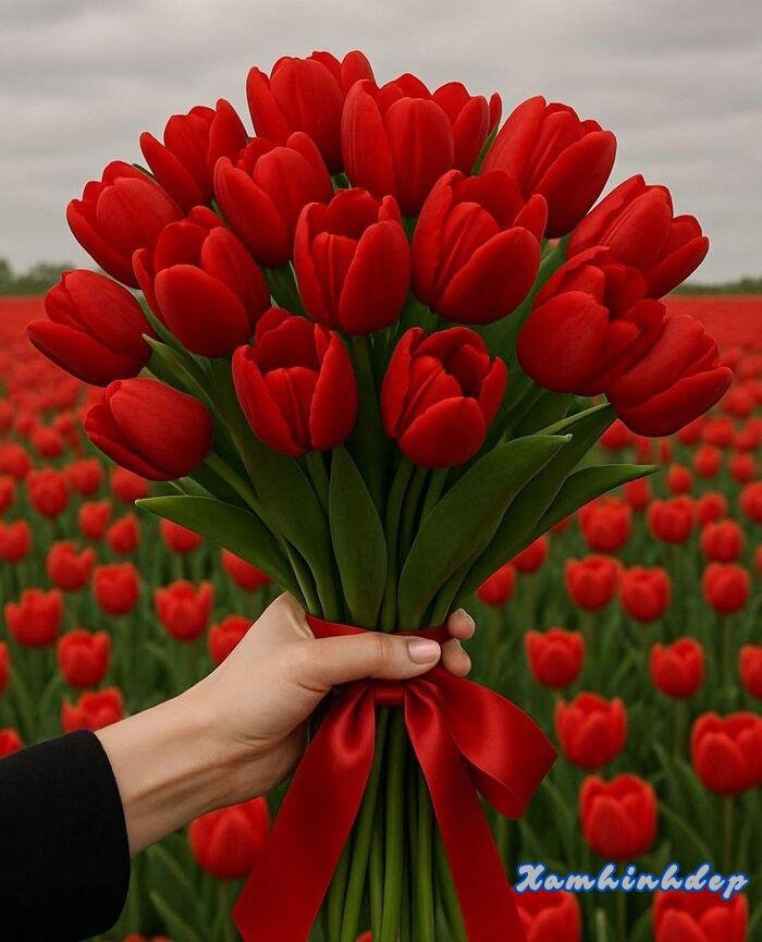 hình ảnh hoa tulip đỏ aethetics