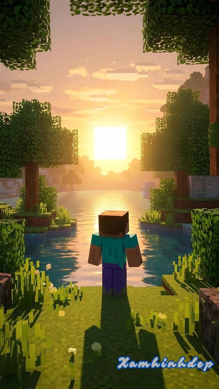 hình nền minecraft nature bình minh